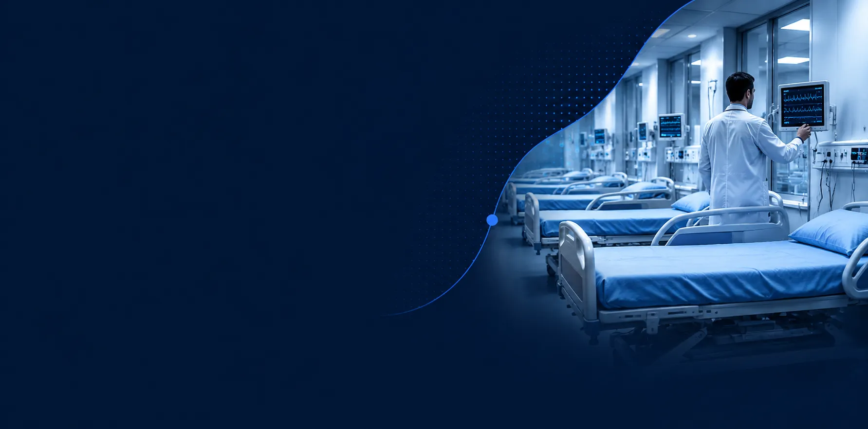 Clinical research ward with monitored study beds at the Celesta Healthcare clinical research centre