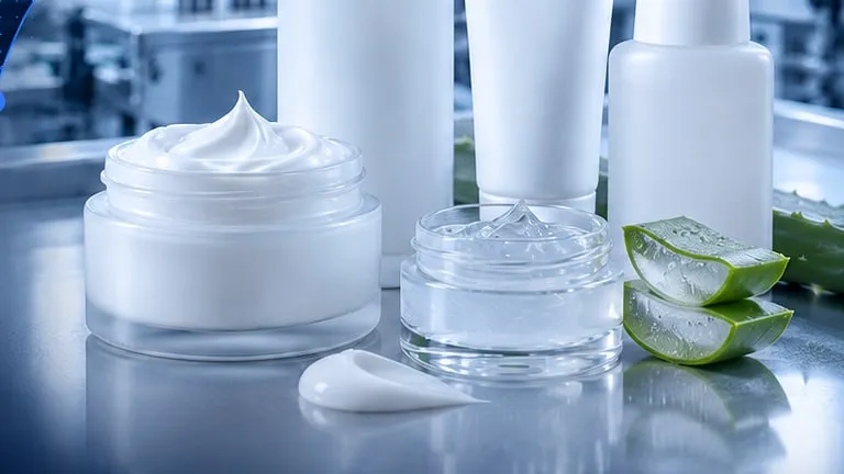 Skin cream jar, lotion bottles and tubes