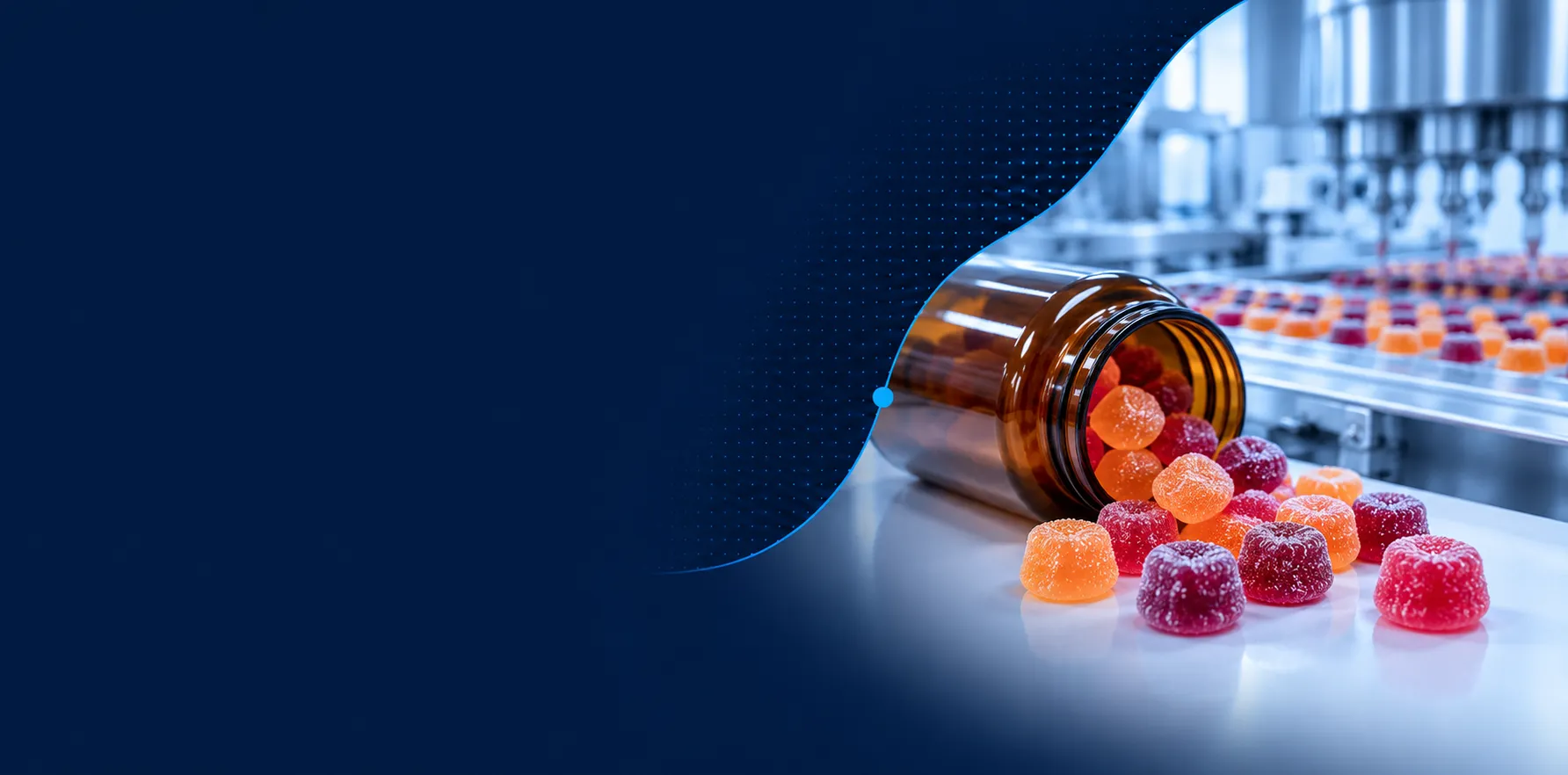 Bottles of vitamin and herbal gummies made for private-label brands