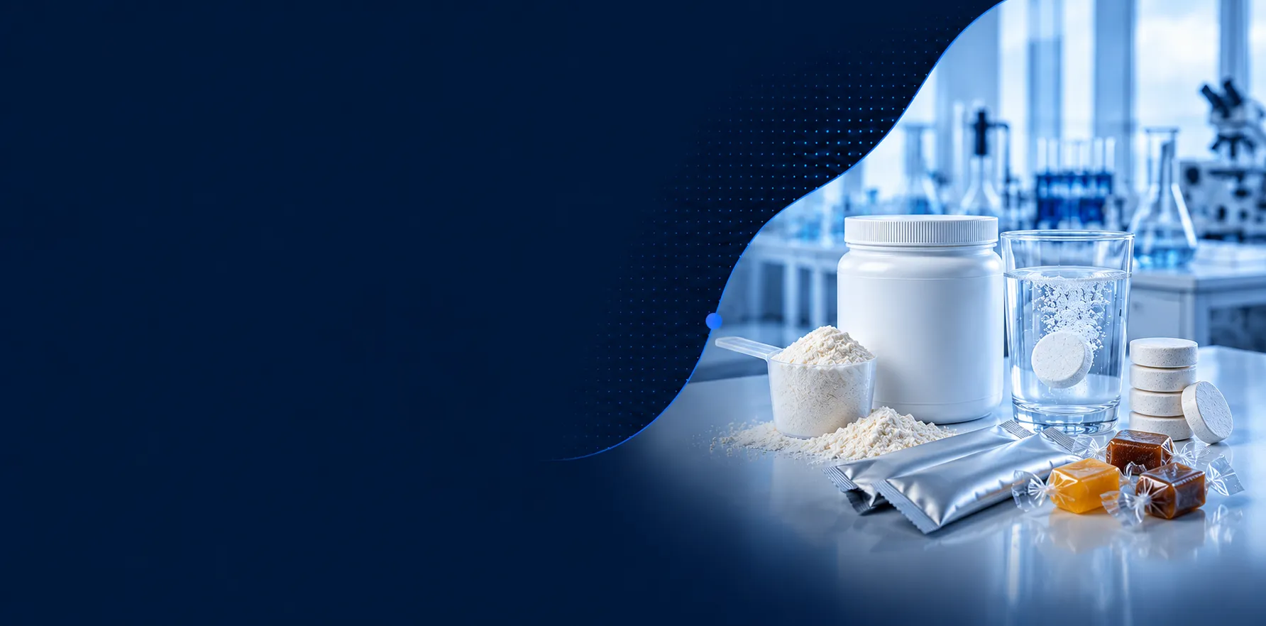 Nutraceutical powders, tablets and candies manufactured for private-label brands