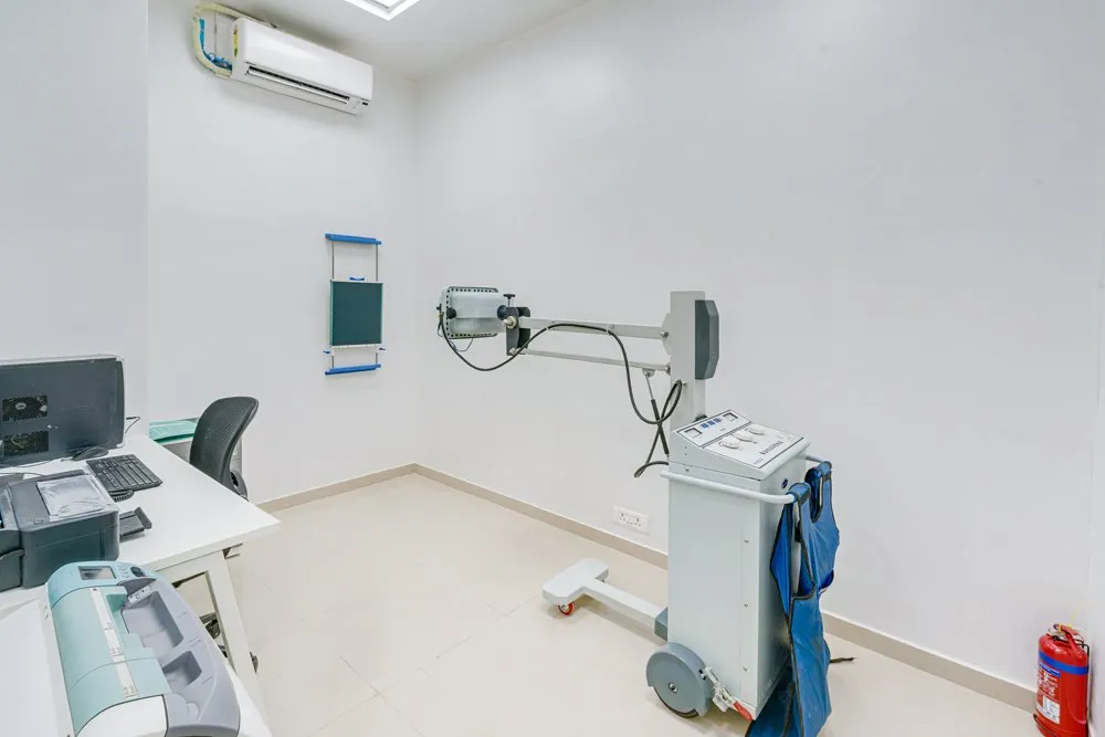 X-ray room used for participant screening at the clinical research facility